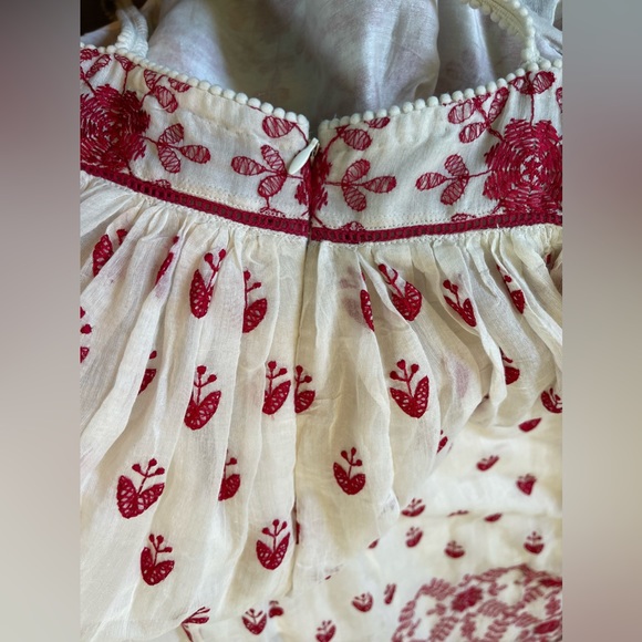 Anthropologie Payal Jain Pleated Maxi Sun Dress Embroidered Womens Medium Lined - Picture 3 of 8